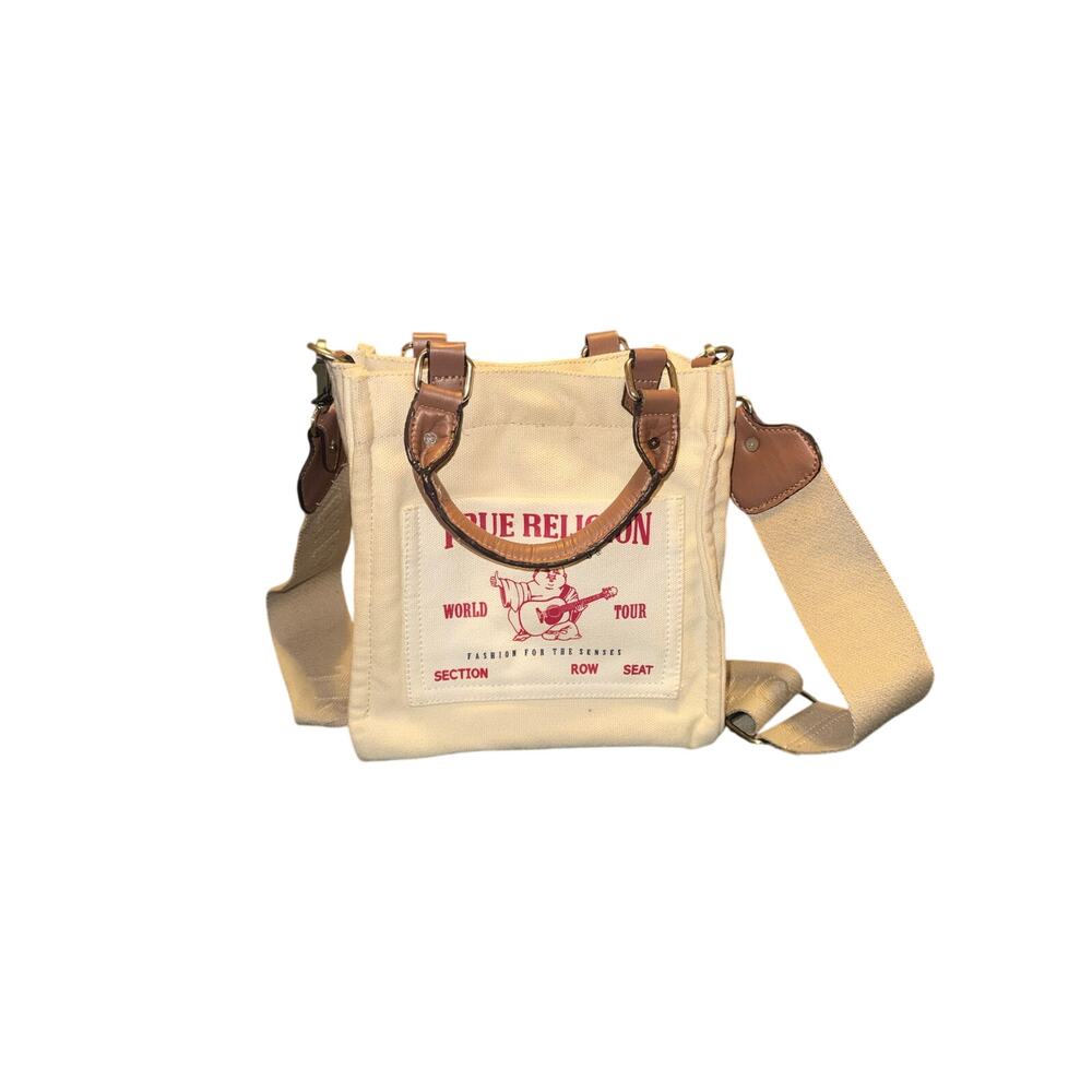 True Religion Mini Canvas Tote Bag in Cream - Picture 11 of 12